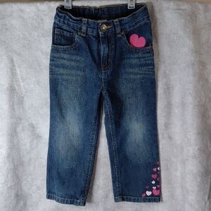 healthtex Dark Blue Denim Jeans with Pink Heart Details